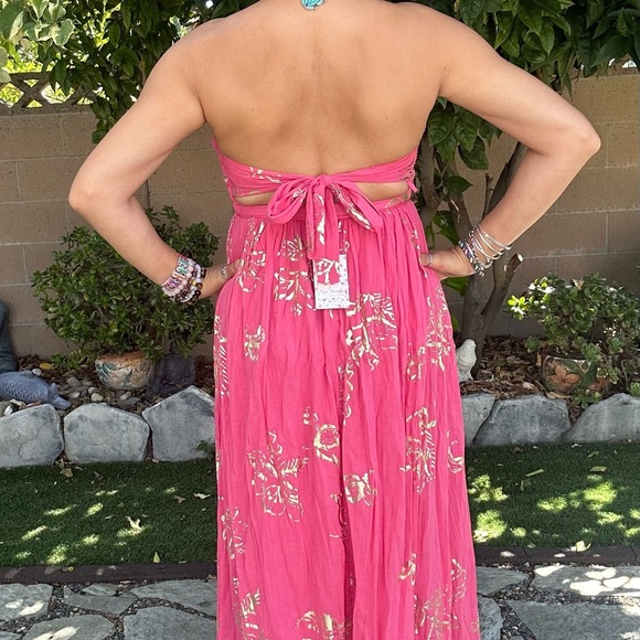 Free People Baja Babe midi dress in hot pink combo - Picture 11 of 13